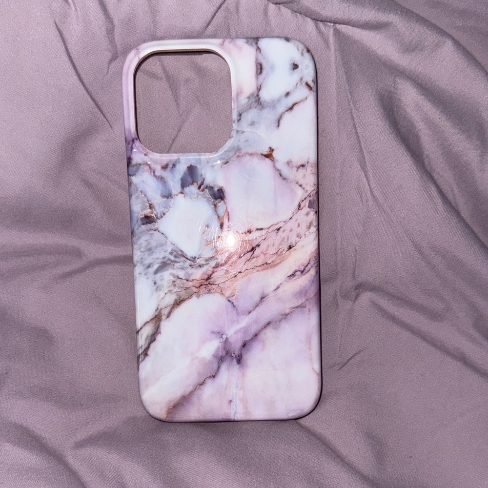 Marble Pattern Phone Case - Purple and White
